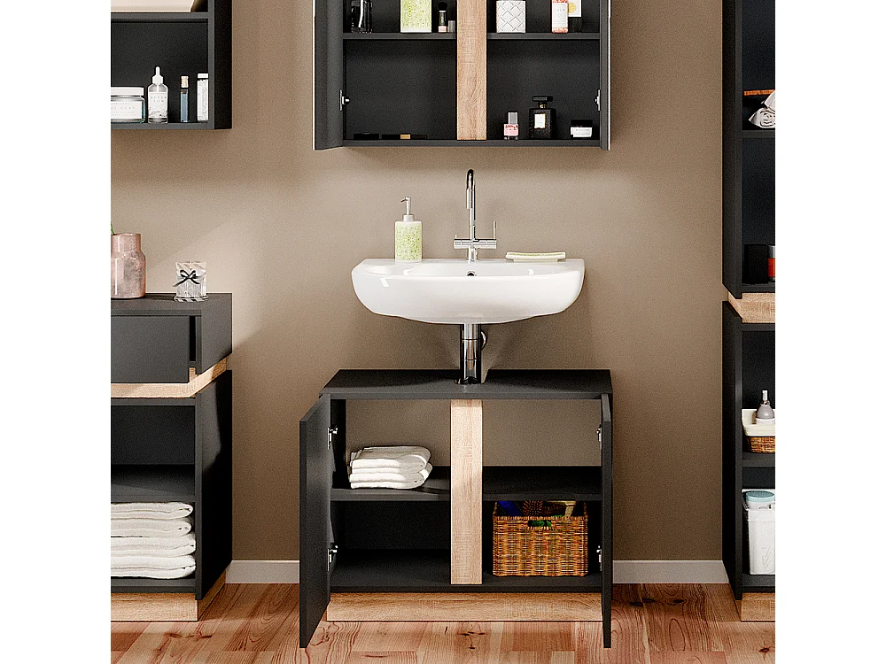Meuble sous vasque simple anthracite 70.4x34.6x55.5 gloria