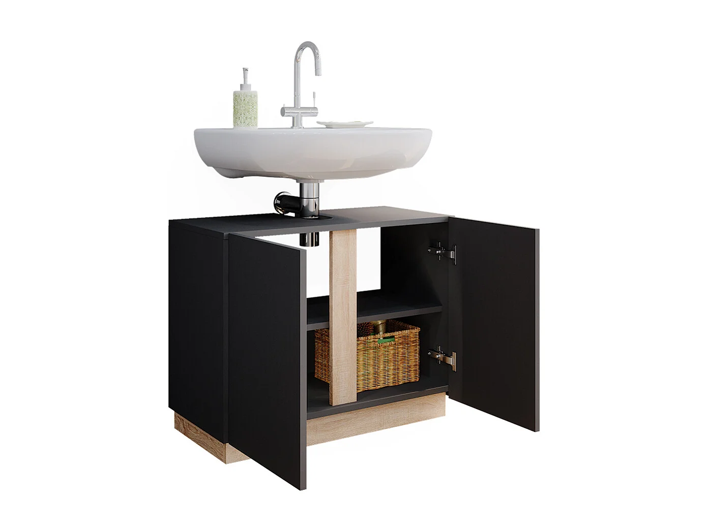 Meuble sous vasque simple anthracite 70.4x34.6x55.5 gloria