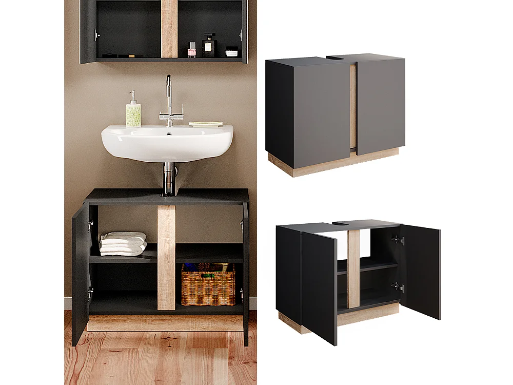 Meuble sous vasque simple anthracite 70.4x34.6x55.5 gloria