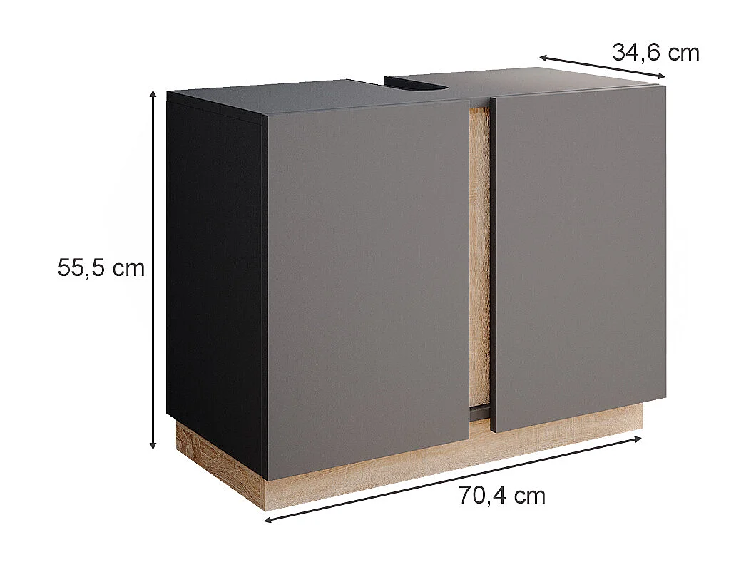 Meuble sous vasque simple anthracite 70.4x34.6x55.5 gloria