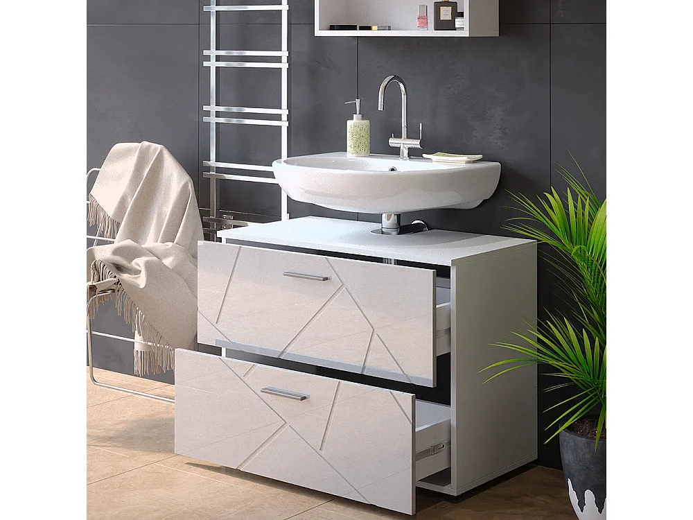 Mobile sottolavabo per bagno bianco lucido 80x41x58.6 irma