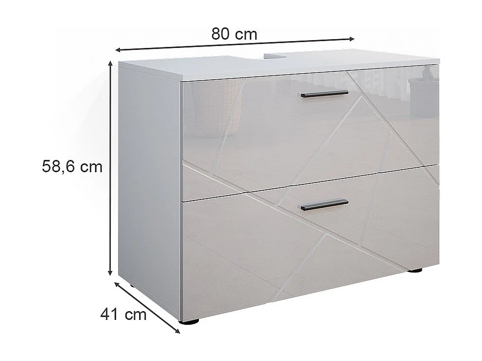 Mobile sottolavabo per bagno bianco lucido 80x41x58.6 irma