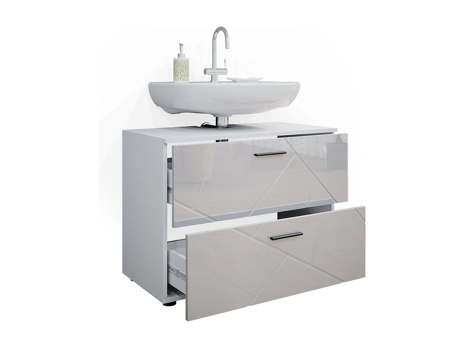 Mobile sottolavabo per bagno bianco lucido 80x41x58.6 irma