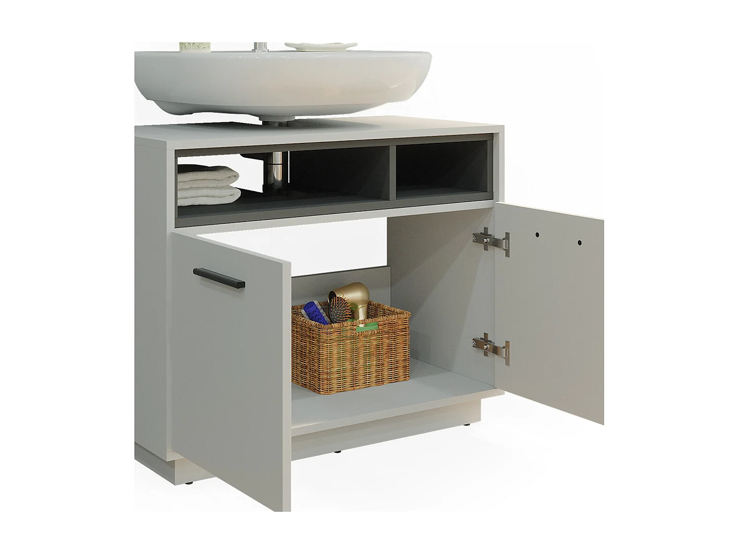 Meuble sous vasque simple gris 80x40x64 beatrice