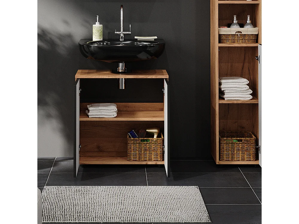 Meuble sous lavabo  anthracite à pois 60x30x59 irma