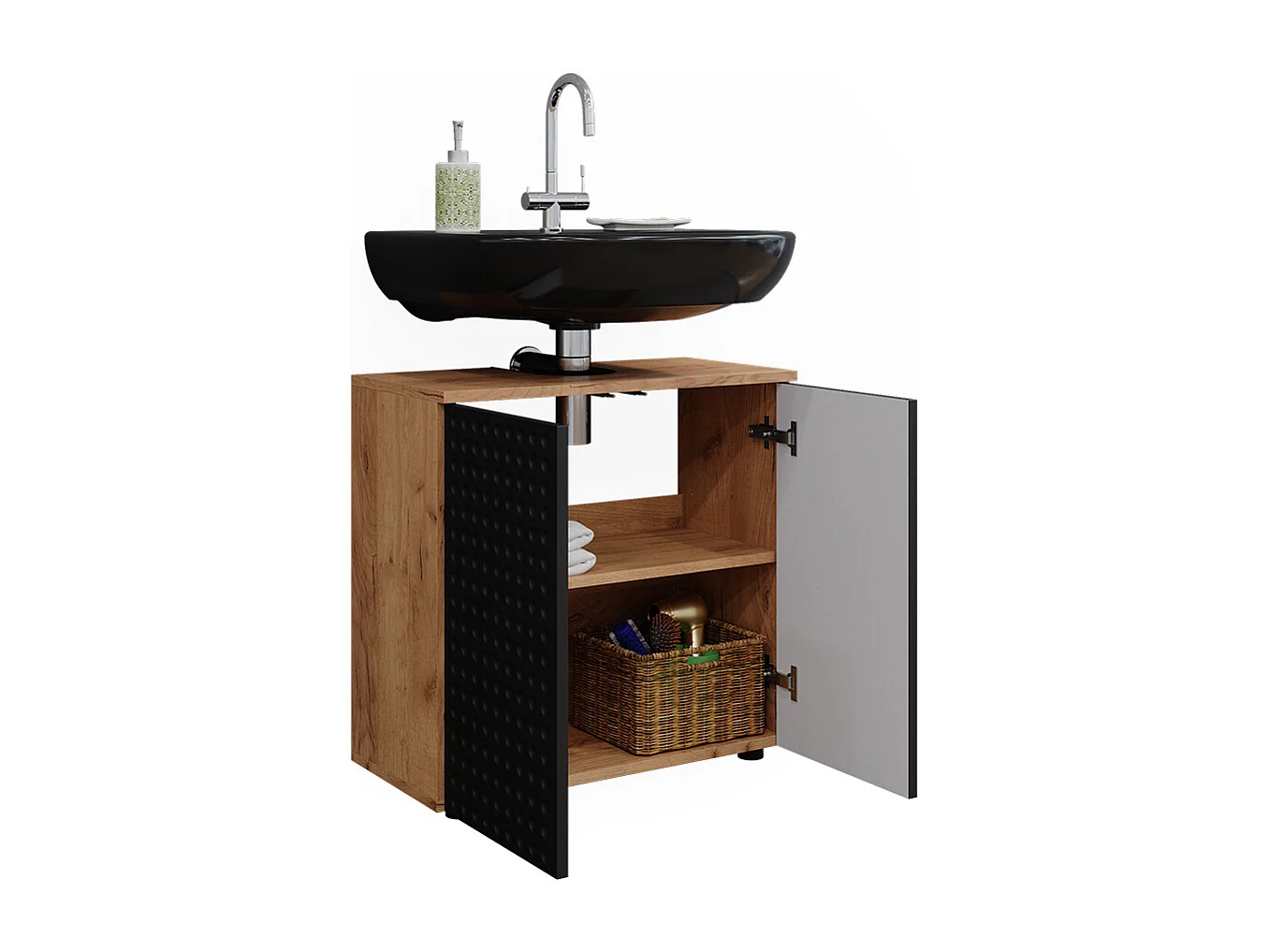 Meuble sous lavabo  anthracite à pois 60x30x59 irma