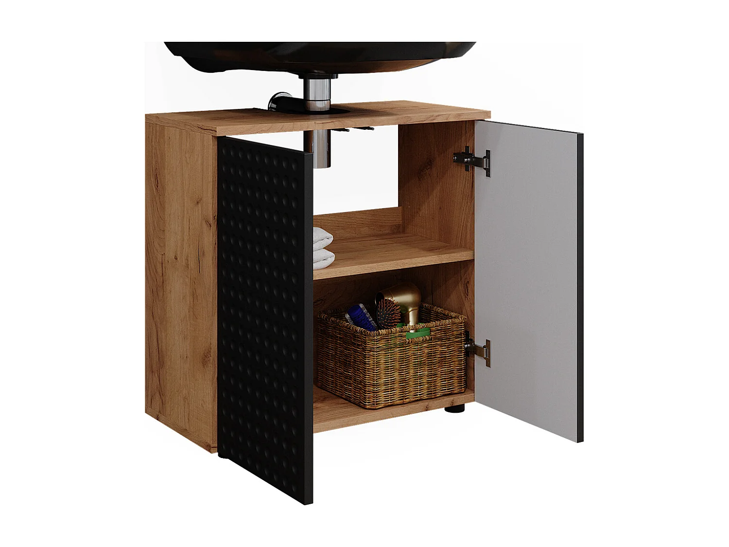 Meuble sous lavabo  anthracite à pois 60x30x59 irma