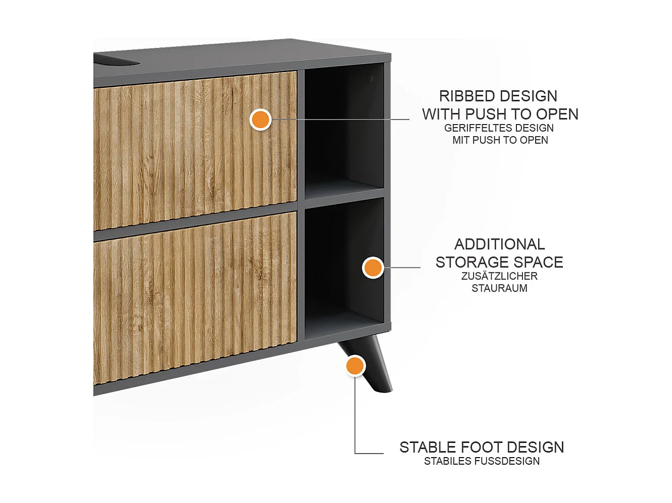 Meuble sous vasque anthracite/chêne de montagne 80x30x62 leano