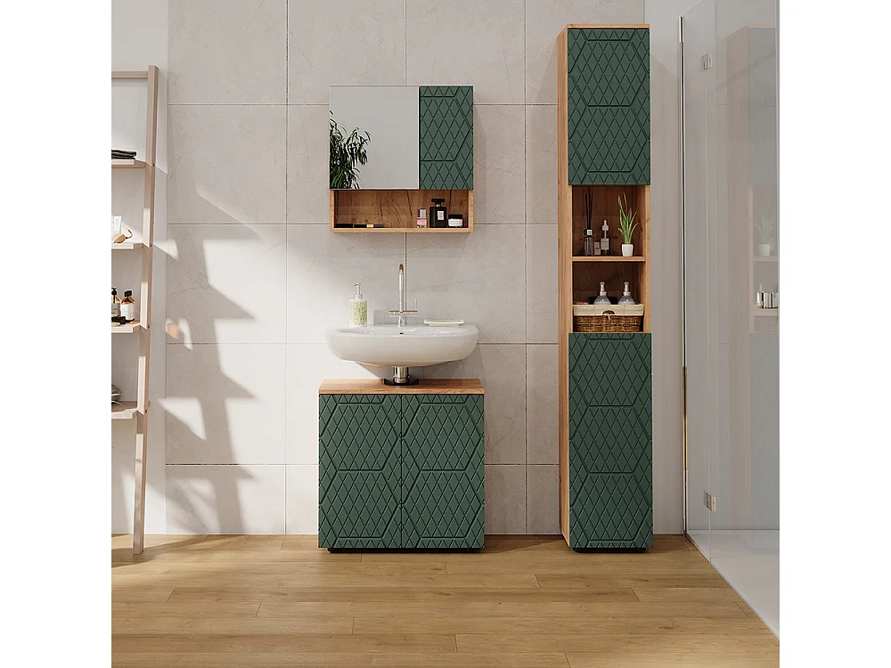 Mobiletto quercia verde/oro 60x30x59 irma