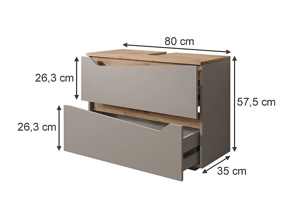 Mobile sottolavabo per bagno grigio 80x35x57.5 marelle
