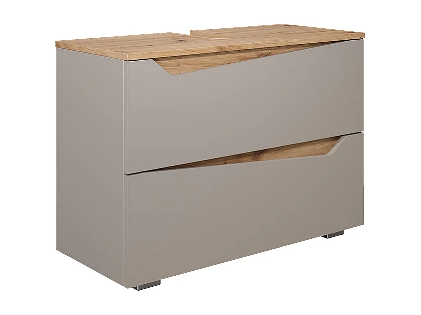 Meuble sous vasque simple grège 80x35x57.5 marelle