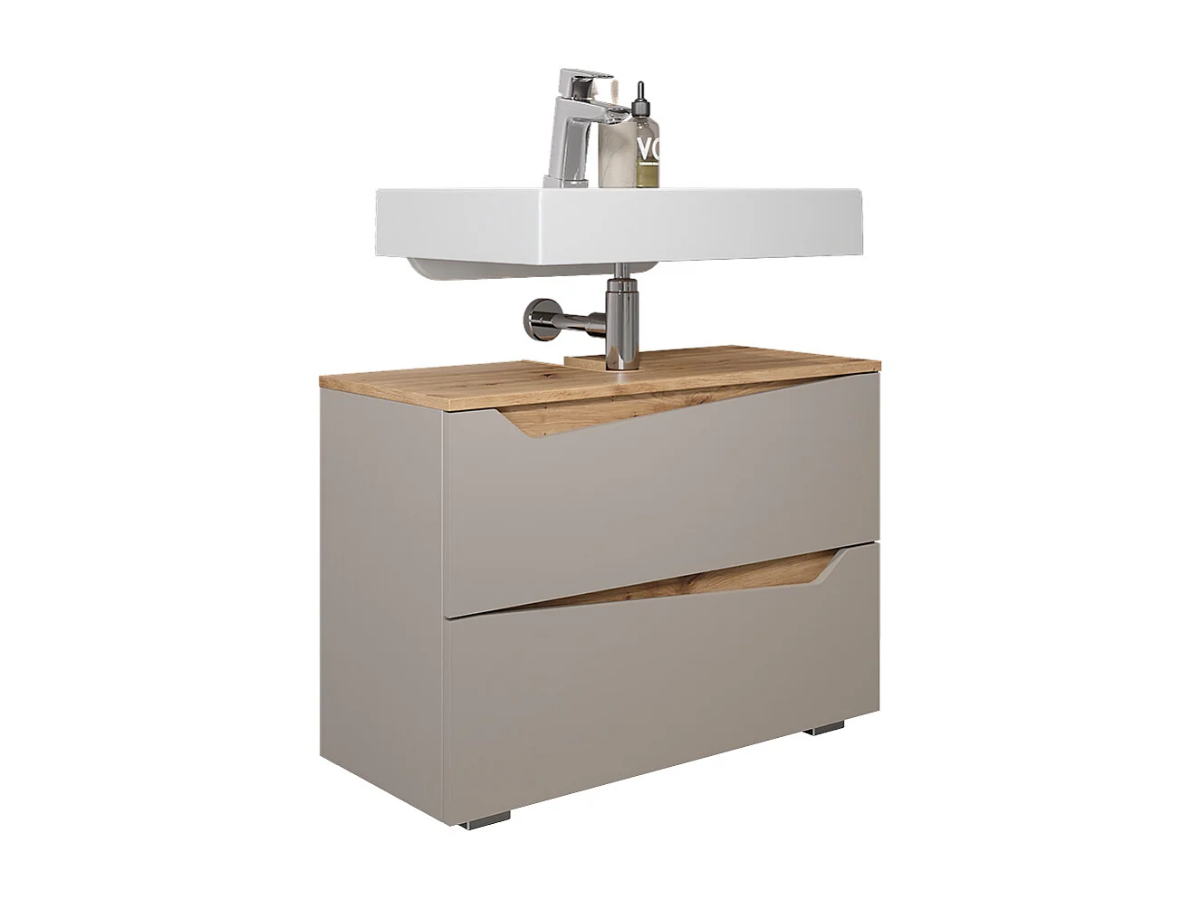 Meuble sous vasque simple grège 80x35x57.5 marelle