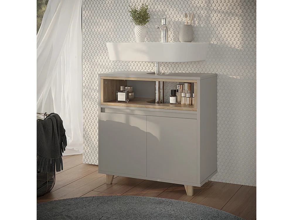 Meuble vasque simple grège 60x30x61 elnor