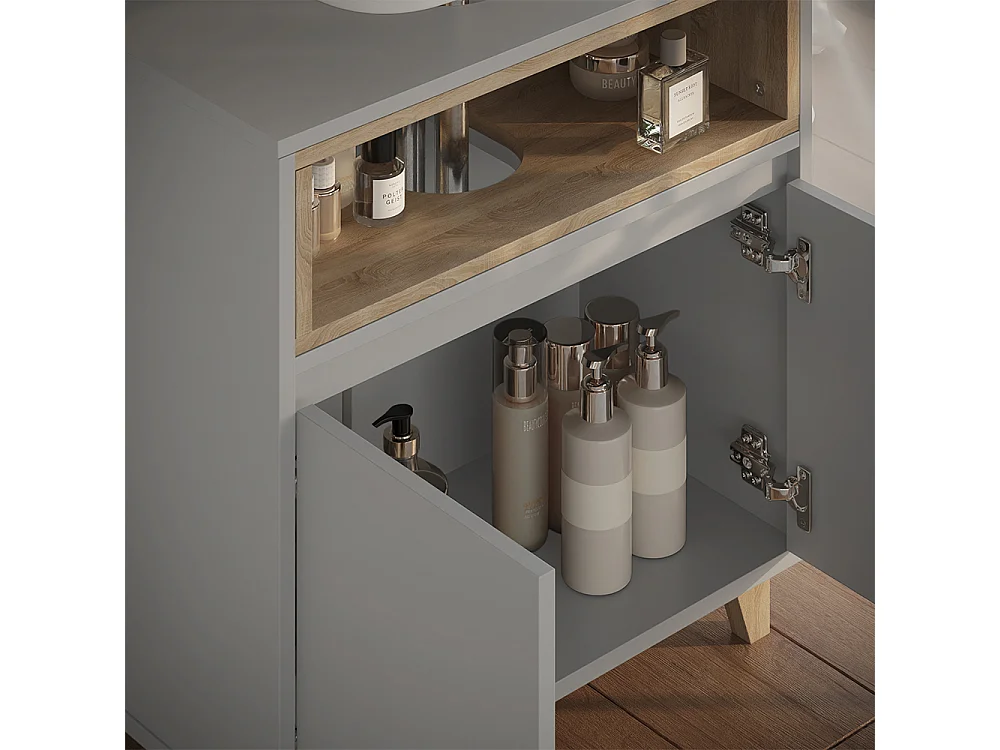 Meuble vasque simple grège 60x30x61 elnor