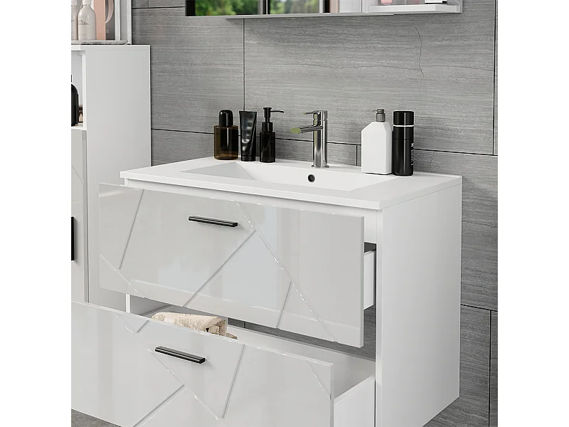 Mobiletto per lavabo bianco/bianco lucido 80x44.6x57 irma