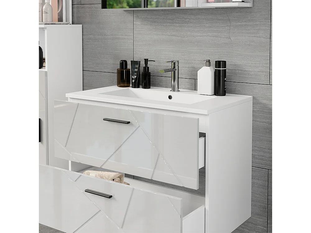 Mobiletto per lavabo bianco/bianco lucido 80x44.6x57 irma