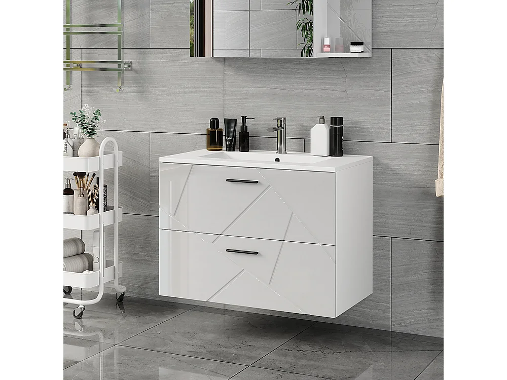 Mobiletto per lavabo bianco/bianco lucido 80x44.6x57 irma