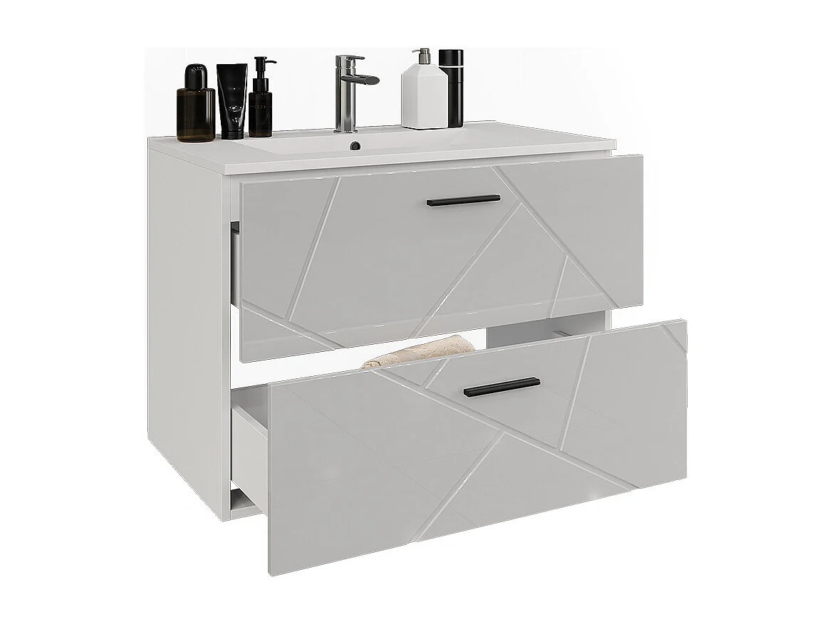 Meuble sous vasque blanc/blanc brillant 80x44.6x57 irma