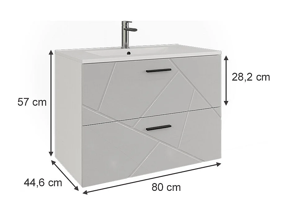Meuble sous vasque blanc/blanc brillant 80x44.6x57 irma