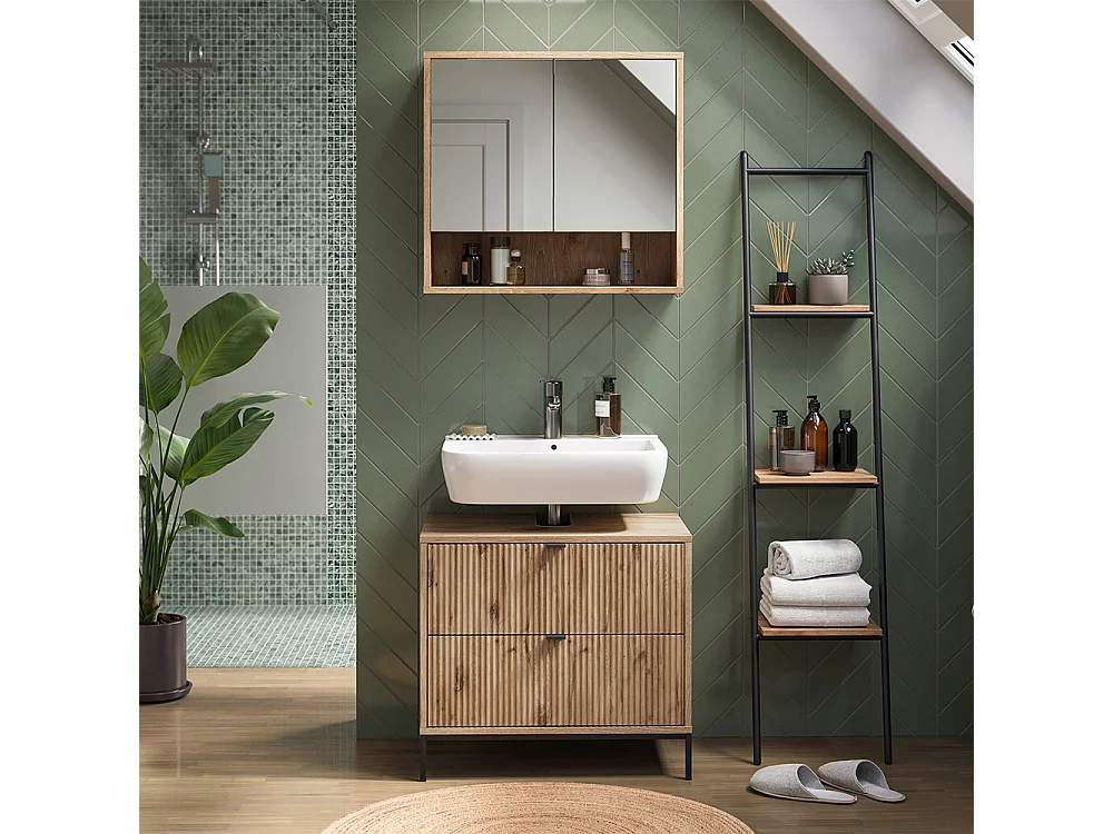 Meuble sous vasque simple chêne viking 70x45.1x63 eliza