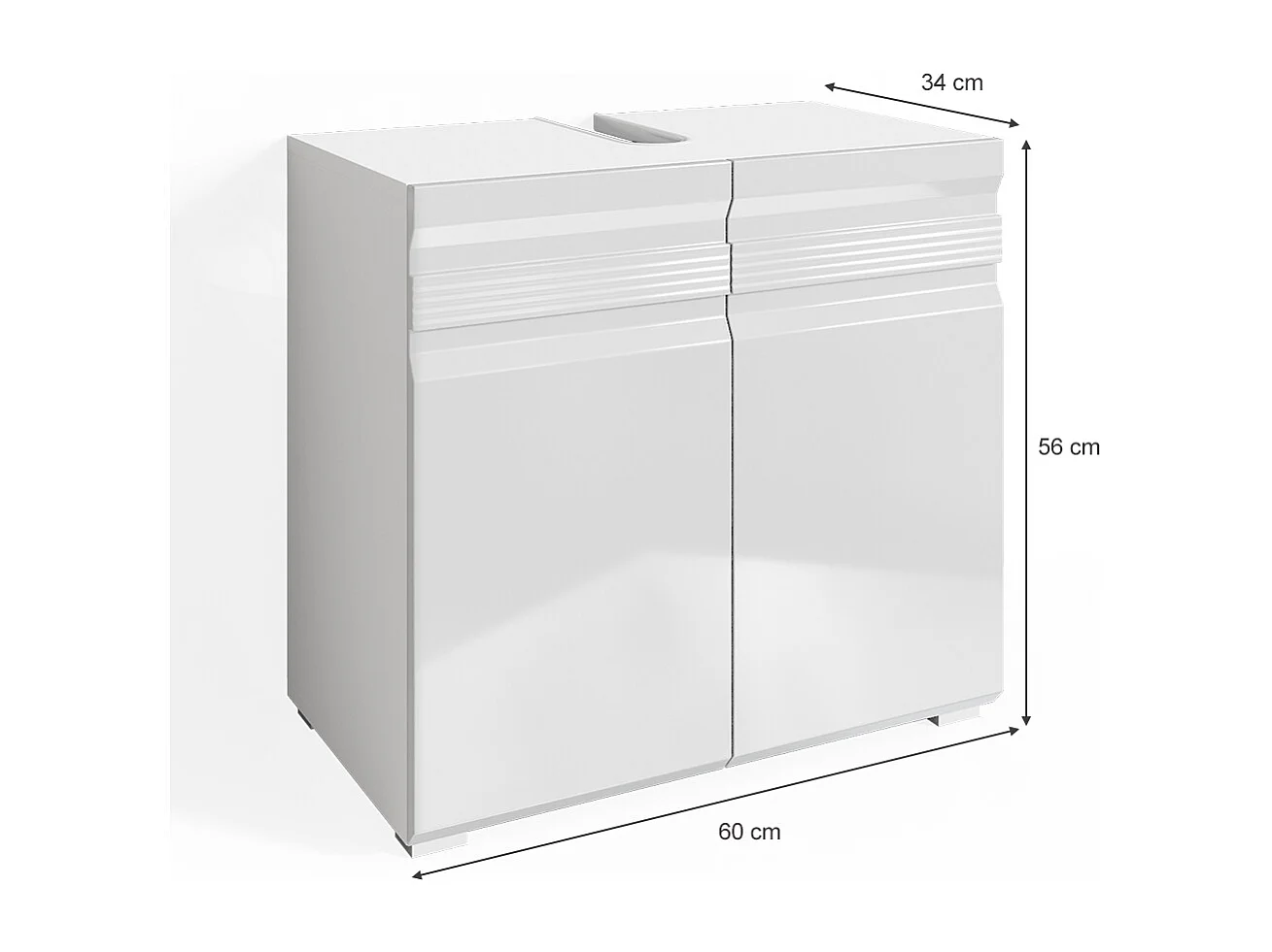 Meuble sous vasque simple blanc haute brillance 60x34x56 fredd