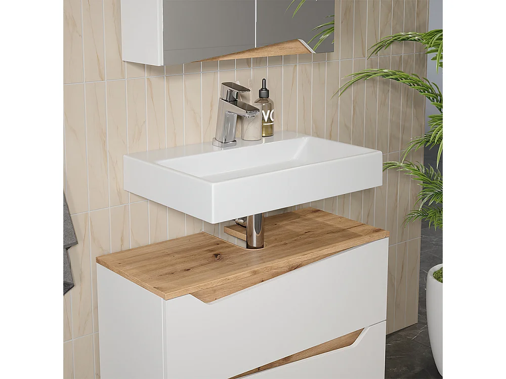 Mobile sottolavabo per bagno bianco/artisan 80x35x57.5 marelle