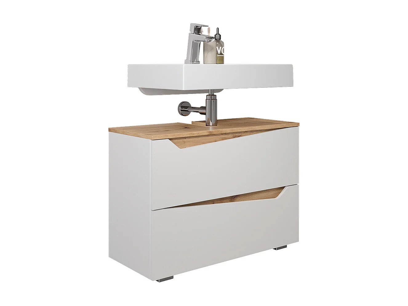 Meuble sous vasque simple blanc/artisan 80x35x57.5 marelle