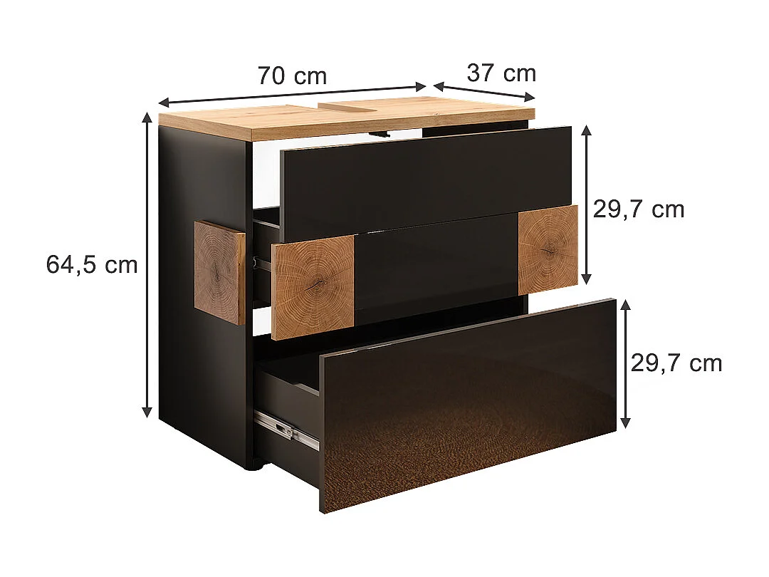 Waschbeckenunterschrank anthrazit 70x37x64.5 eden