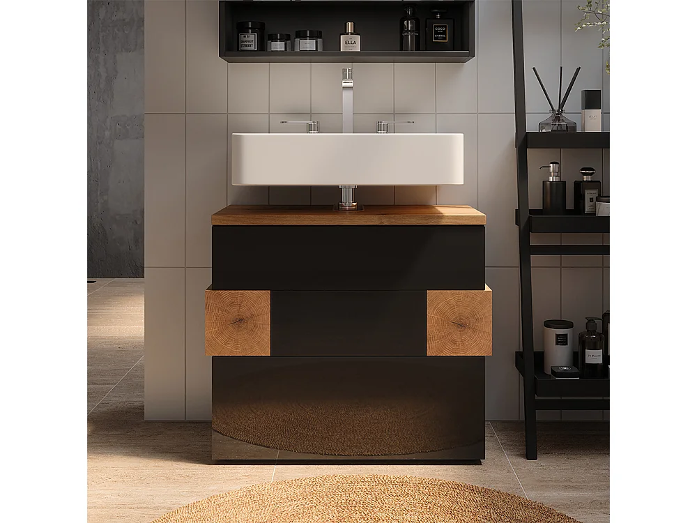 Meuble sous vasque simple anthracite 70x37x64.5 eden