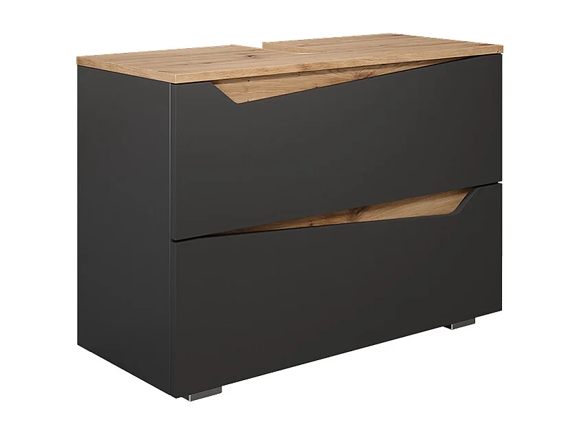 Meuble sous vasque simple anthracite/artisan 80x35x57.5 marelle