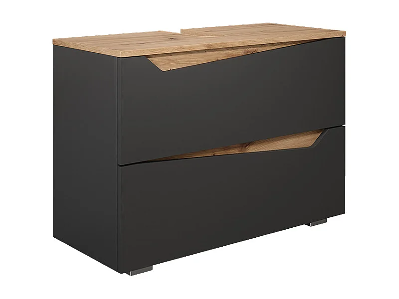 Meuble sous vasque simple anthracite/artisan 80x35x57.5 marelle