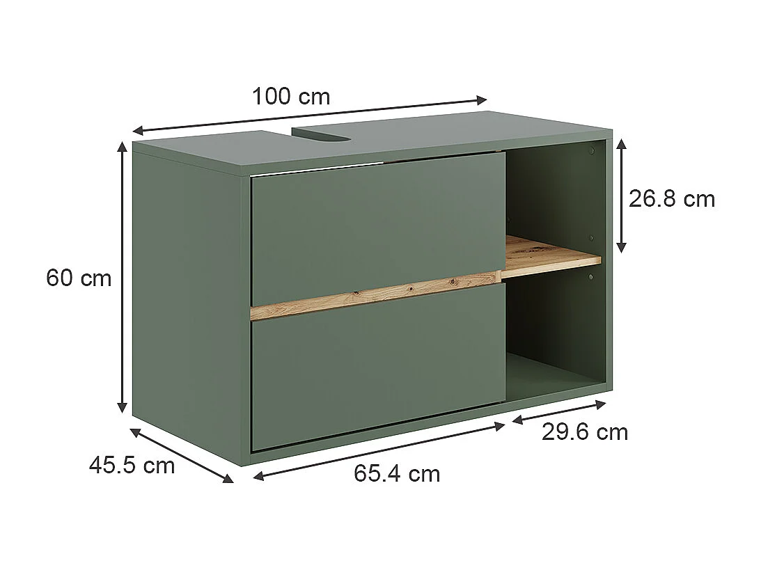 Mueble bajo lavabo verde/artesano 100x45.5x60 viola