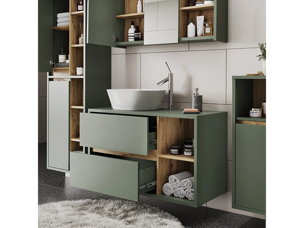 Mueble bajo lavabo verde/artesano 100x45.5x60 viola