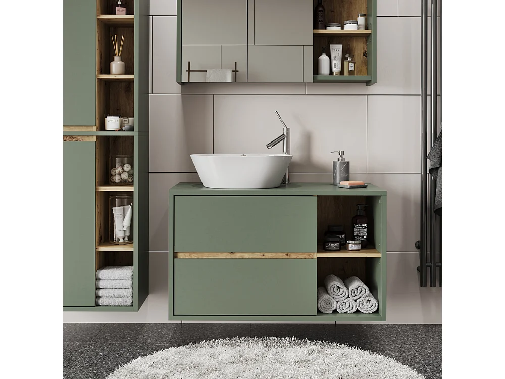 Meuble sous lavabo vert/artisan 100x45.5x60 viola