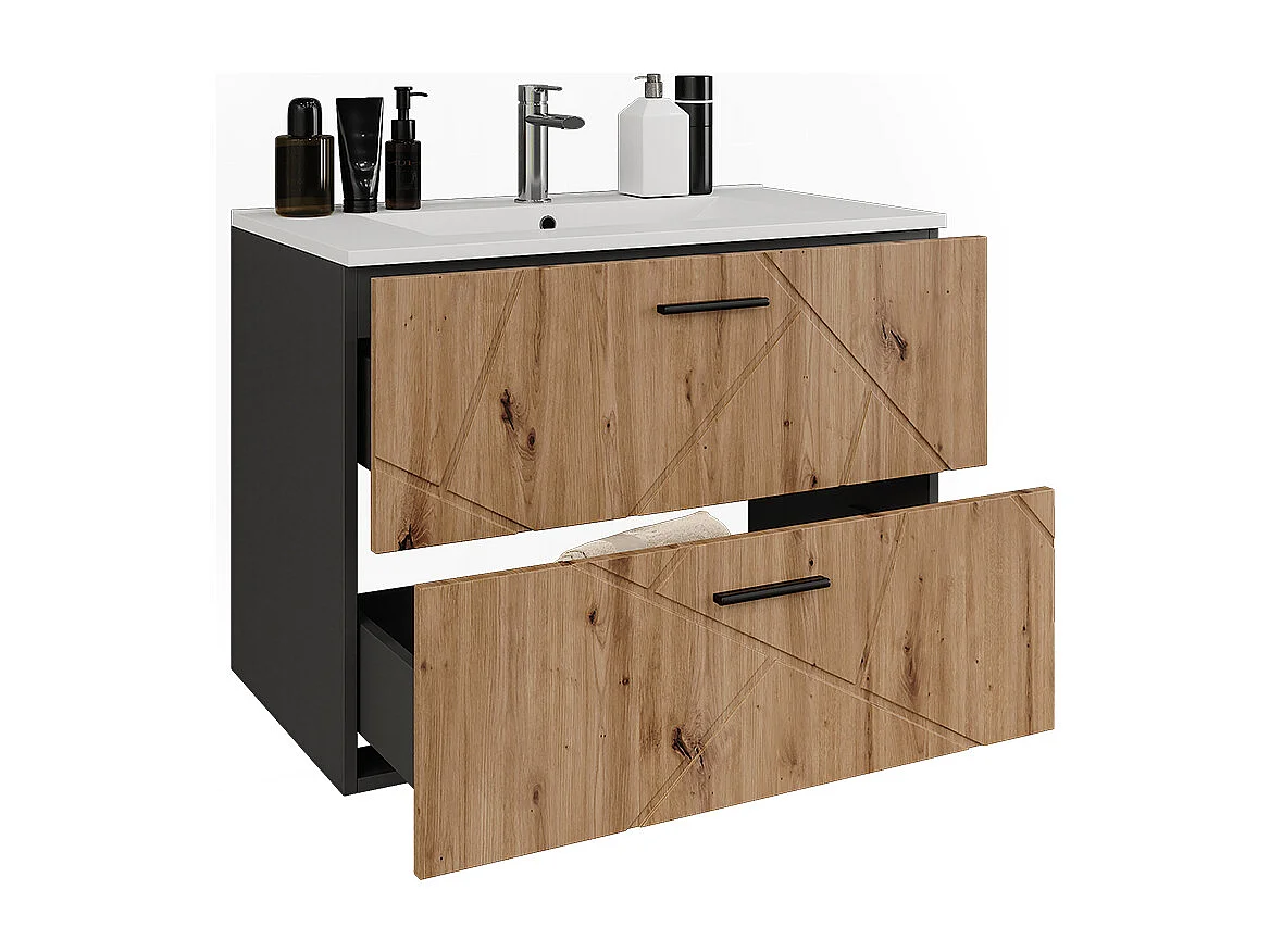 Waschbeckenunterschrank antracite/artesanal 80x44.6x57 irma