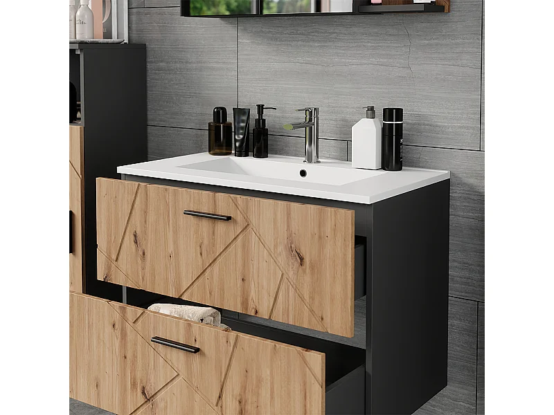 Waschbeckenunterschrank anthrazit/artisan 80x44.6x57 irma