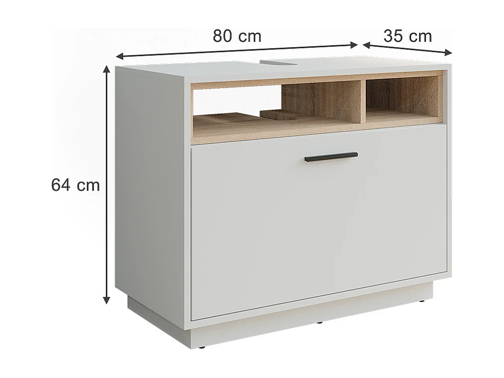Meuble sous vasque blanc/sonoma 80x35x64 beatrice