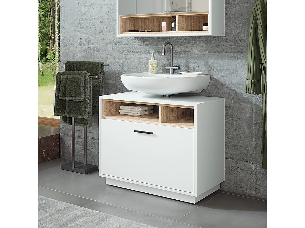 Meuble sous vasque blanc/sonoma 80x35x64 beatrice