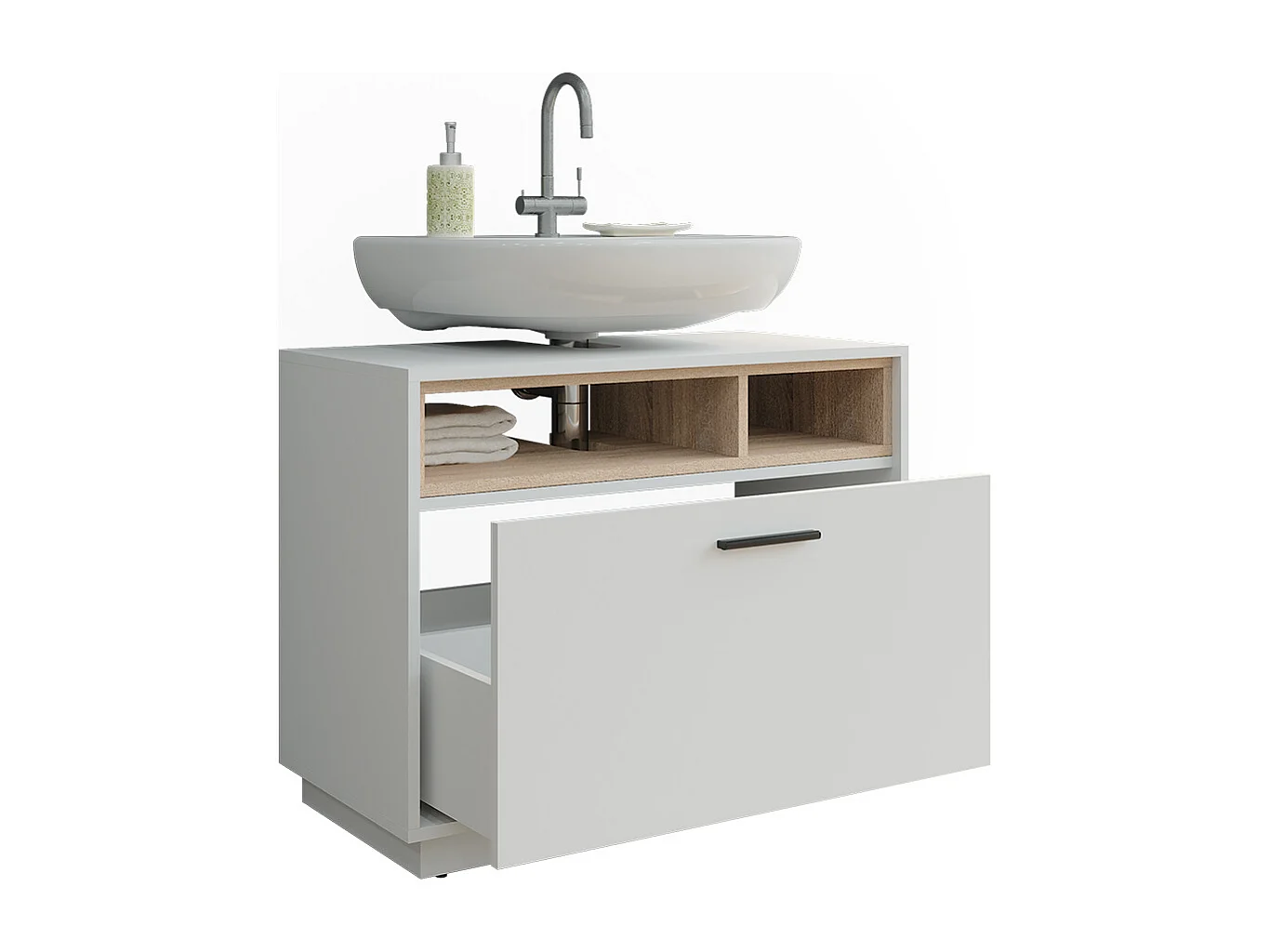 Meuble sous vasque blanc/sonoma 80x35x64 beatrice