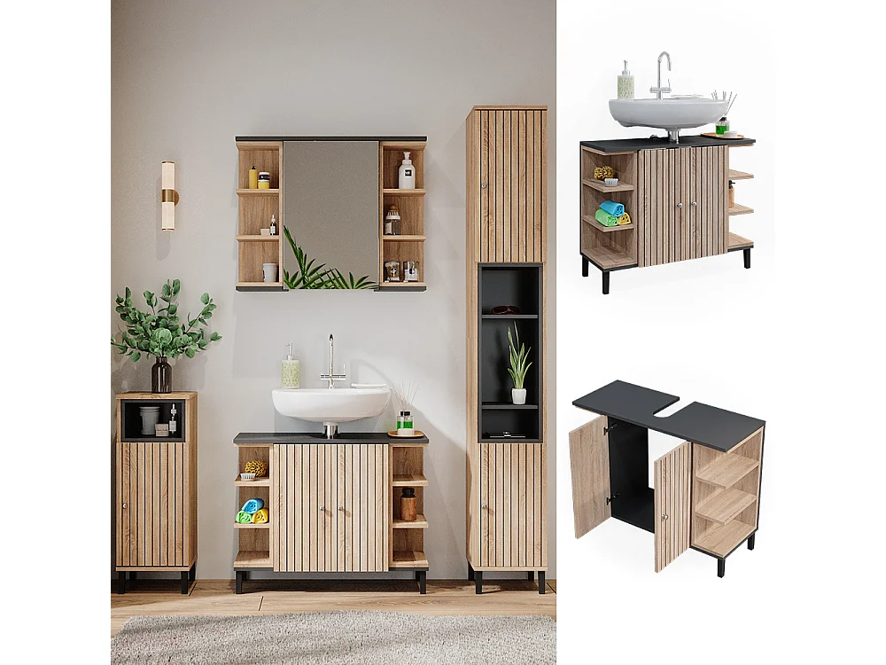 Meuble sous vasque simple sonoma 79.6x32x64 aquis