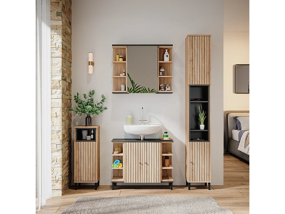 Meuble sous vasque simple sonoma 79.6x32x64 aquis