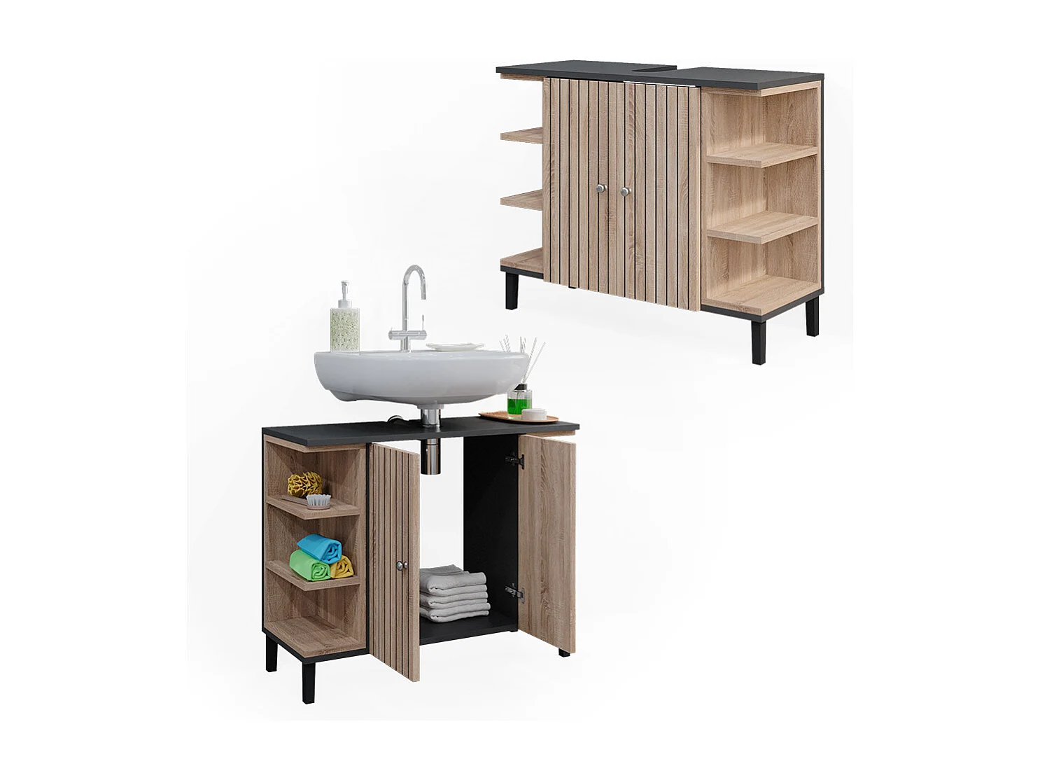 Meuble sous vasque simple sonoma 79.6x32x64 aquis