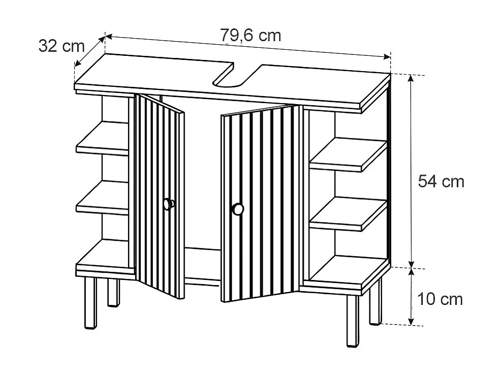 Meuble sous vasque simple sonoma 79.6x32x64 aquis