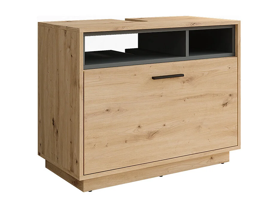 Meuble sous vasque chêne artisan/anthracite 80x35x64 beatrice