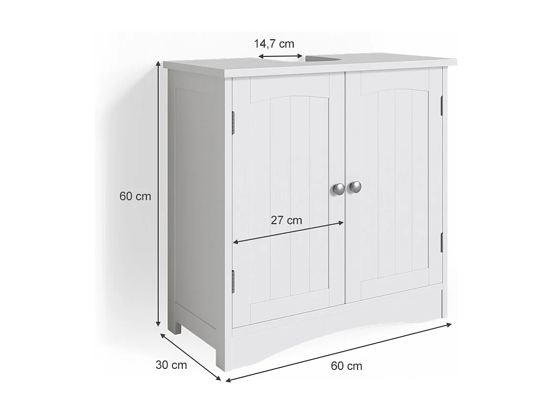 Meuble sous vasque simple blanc 60x30x60 bianco
