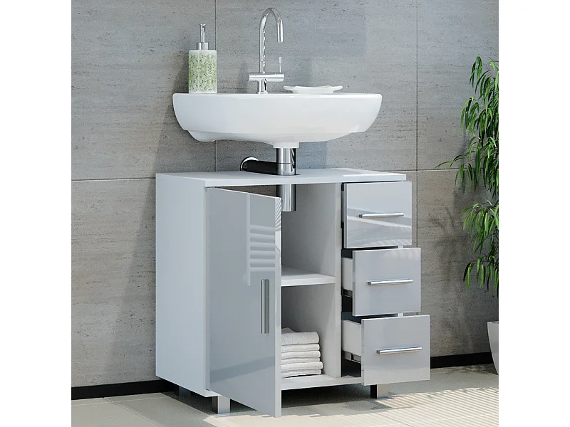 Mobile sottolavabo per bagno bianco lucido 60x33x60.8 ilias
