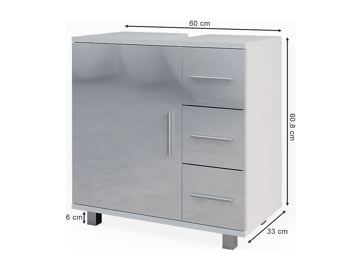 Mobile sottolavabo per bagno bianco lucido 60x33x60.8 ilias