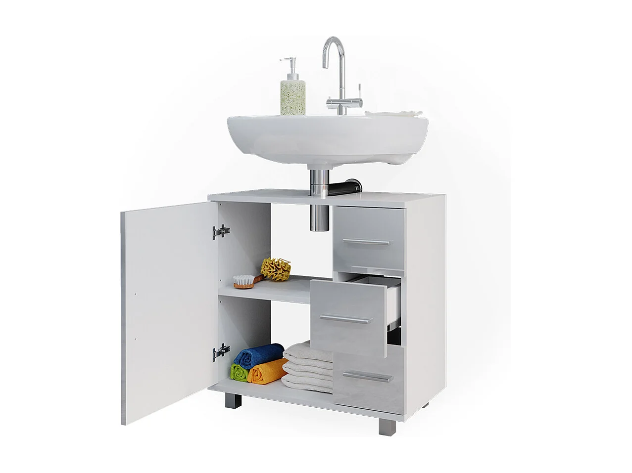 Mobile sottolavabo per bagno bianco lucido 60x33x60.8 ilias