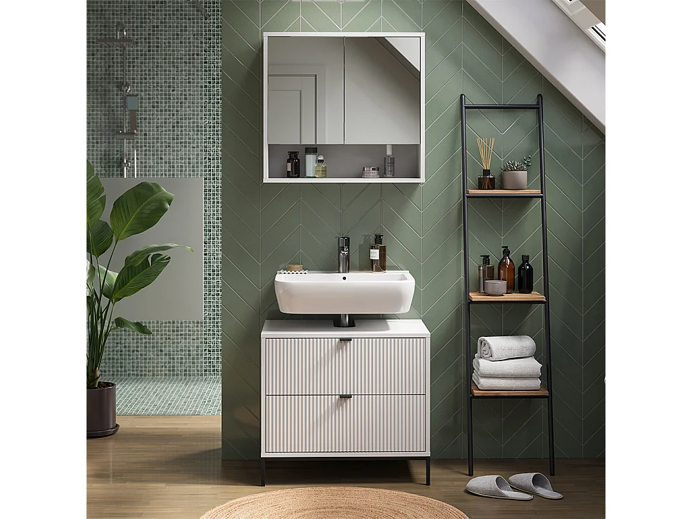 Meuble sous vasque simple blanc 70x45.1x63 eliza