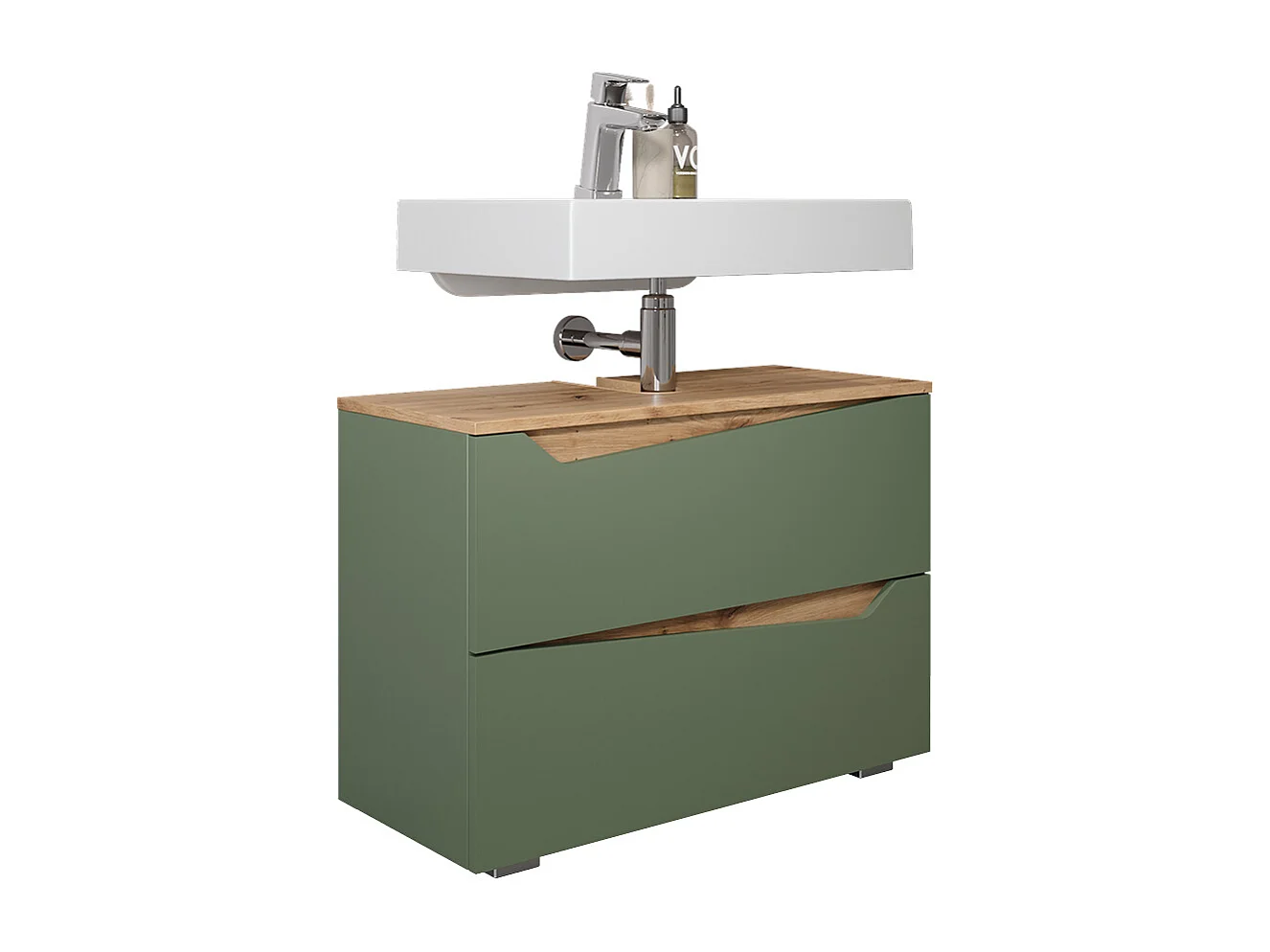 Meuble sous vasque simple vert/artisan 80x35x57.5 marelle